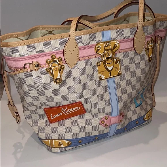 ❤️NWT LOUIS VUITTON NEVERFUL MM DAMIER AZUR SUMMER TRUNK N41065 - Picture 5 of 17